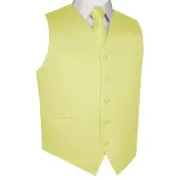 MEN'S CANARY SATIN TUXEDO VEST, TIE & HANKIE SET. Wedding, Prom, Formal, Dress