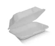 50x Disposable Dinner Box 230x165x80mm White Sugarcane Eco-Friendly Takeaway