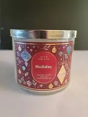 " HOLIDAY" Bath Body Works 3- Wisks Scented Candle With Natural Essential Oils