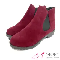 在飛比找momo購物網優惠-【MOM】時尚英倫風彈力鬆緊靴口低跟短靴(紅)