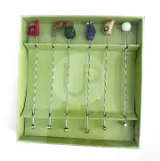 6 Hand Painted Golf Club Metal Swizzle Sticks Stirrers NEW ~ Supreme Housewares