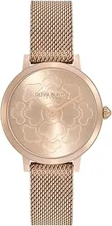 [Olivia Burton] Women's Ultra Slim Floral 24000059 Quartz Watch, Carnation Gold, 28 mm Case Diameter