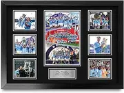 HWC Trading FR A2 Man City Treble 2023 Winners Printed Memorabilia Signed Autograph Photograph Display for Football Fans and Supporters - A2 Framed