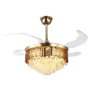 Windora Solenne 42" Gold Crystal Chandelier DC Ceiling Fan w/ 3CCT LED Remote