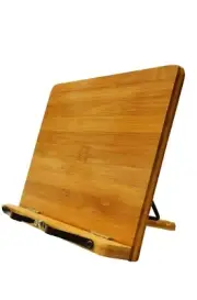 Bamboo Book Stand, Adjustable Cookbook Holder Reading Desk Portable 11.1 x 8.25