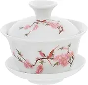 LALADEFIEE Mini Kung Fu Tea Cup Ceramic Tea Bowl Chinese Traditional Teaware Lid Saucer for Flower Tea Green Tea Black Tea Home Tea Set