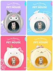 Sanrio Dome-shaped Pet House with Fetch Toy Kitty,Kuromi,Cinnamoroll,Pompompurin
