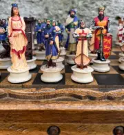 Crusades Luxury Chess Set – Handcrafted Pieces, Vintage Walnut Board Unique Gift