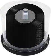 Optical Disc Organizer – Transparent Cake Box Barrel, Empty DVD Vault, Black Center Pillar | Durable PP Housing Cover Structure, Safe Keeper Unit Multimedia Compact Disk Management System