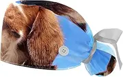 [WOSHJIUK] Working Hat 2 Pack Scrub Caps for Women,Dog and Sky,Tie Back Cap Adjustable Scrub Hat