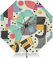 [PDZRMY] Colorful Abstruct Painting UV Protection Travel Umbrella Compact for Rain and Sun - Auto Open and Close UPF 50+ Windproof Portable 46” Sun Umbrella for Women and Men