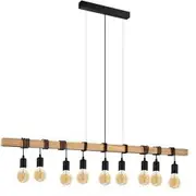 Eglo Townshend Black And Timber 9 Light Bar Pendant