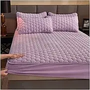 Plush Extra Deep Pocket Fitted Sheet with 2 Pillowcase All-Round Elastic Mattress Protectors Thick Soft Fitted Bed Sheet Full Queen Size Bottom Sheet Winter Warm Bed Linen Bedspread
