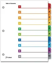 Cardinal Traditional OneStep Index System 10-Tab 1-10 Letter Assorted 10/Set