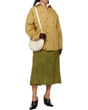 Bottega Veneta Leather Midi Skirt IT40,IT42,IT38 swamp