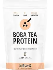 Boba Tea Protein Classic Milk Tea | 25g Grass-Fed Whey Protein Isolate Powder | Gluten-Free & Soy-Free Bubble Tea Protein Drink | Real Ingredients & Lactose-Free Protein Drink | 25 Servings