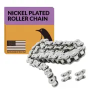 #41 Nickel Plated Roller Chain - 10 Feet + 2 Free Connecting Links - #41NP - Ant