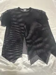 "Des Garcons Unisex 2023 Mesh Top 1689-2 Black Asymmetric Sleeve Size 60cm"