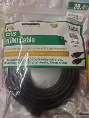 QVS HDMI Male to HDMI Male Cable W/ 3D Blu-Ray 1080P 4K UHD, 39 ft. - Black NEW