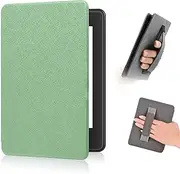 T Tersely Slimshell Case Cover with Hand Strap Belt for 7" All-New Kindle Paperwhite 12th 2024 or Kindle Colorsoft Signature Edition 2024, Magnetic Shell Cover - Light Green