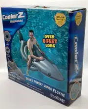 Bestway Grey Inflatable Ride-On Shark Funday Jumbo Floatie 8.3 Ft Inflata-Shield