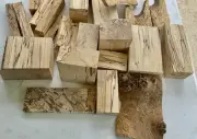 K D Spalted Maple Scrap Cut Off Medium Flat Rate Priority Box Full #3012