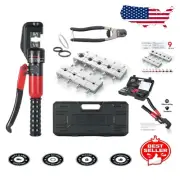Versatile 10 Ton Hydraulic Crimper & Wire Cutter with 9 Chromed Hexagonal Dies