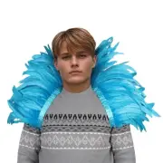Natural Feather Shawl Cape Mardi Gras Outfit for Women Set Cosplay Costumes f...