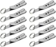 10PCS Mini Edc Gear Pocket Suspension Clip Hanger Tool Key Ring Keychain, Silver, 38 * 7 * 1mm