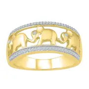 Elephant Stackable Ring with Diamonds in 9kt Yellow Gold