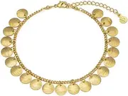 [VLNET] Foot jewellery with small coins and geo elements made from recycled brass. Length 23-29 cm. Handmade workmanship. Nickel tested
