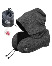 Travel Pillow with Extra Large Hood for Airplane Long Flights Privacy and Com...