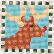 Reindeer Coaster/Ornament Hand Painted Needlepoint Canvas