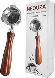 [NEOUZA] Espresso Bottomless Portafilter 51mm Compatible with DeLonghi Dedica EC680/EC685/EC785/EC820/EC850/EC860 Smeg Coffee Machine, Stainless Steel,Premium Rosewood