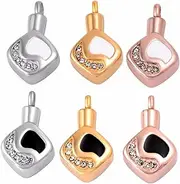 DOTUIARG 6pcs Square Shape Memorial Urn Jewelry to Hold Ashes 316L Stainless Steel Cremation Pendant Necklace Keepsake with Fill Its