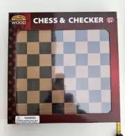 Chess & Checkers Set Wood 2-in-1 Board Games for Kids and Adults New In Box