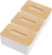 ETHZZLE Office Home Use Wooden Tissue Box Cover Rectangular Napkin Storage Case