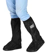 Rain Boot Covers, 2 Pieces PVC Motorcycle Scooter Bicycle Cycling Waterproof Non-Slip Shoe Cover Rain Cover for Rainy Snowy Day Black/Clear, black, L