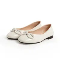 在飛比找momo購物網優惠-【viina】漆面軟牛皮前扣平底鞋-白(平底娃娃鞋)