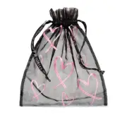 VICTORIA'S SECRET PINK HEARTS MESH LINGERIE DRAWSTRING BAG *BRAND NEW