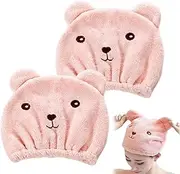 OUDQFCJ Pack of 2 Microfibre Towel Hair, Water Absorbent, Sweet Dry Hair, Turban Cap, Quick-Drying, Swimming Cap, Quick-Drying Hair Turban for Women, Adults or Children, Girls
