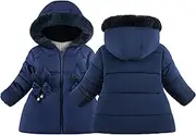 [KEOYA] Girls Puffer Coat Warm Hooded Jacket Thicken Fleece Lined Zip Up Winter Coat 1-5 Years