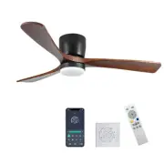 42 in. Smart Indoor Black Ceiling Fan with 3-Colors LED Light and Dimmer and DC