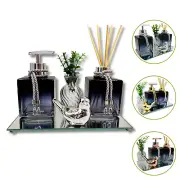 luxury bathroom accessories set soap dispenser pump with tray and diffuser glass