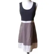 Cynthia Rowley Size 12 Gray Cream Brown Color Block Dress