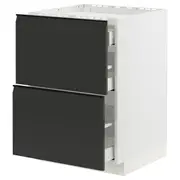 METOD / MAXIMERA base cab f hob/2 fronts/3 drawers, white/Upplöv matt anthracite, 60x60x80 cm