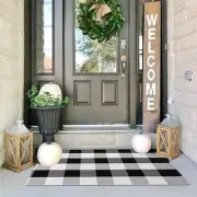 Buffalo Plaid Checkered Rugs -24" x36“ Front Door Mats, Washable Rug for