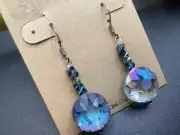 Peyote Bird Designs Iridescent Crystal Winter Snowflake Sun Dangle Earrings