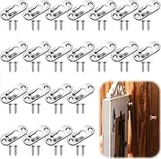 Ripeng 30 Pcs Single Keyhole Hangers Picture Hanger with 60 Pcs Screws Metal Keyhole Hanging Brackets Metal Hanging Fasteners Plate Hooks for The Wall Mirror Picture Frames, 43 x 16 mm(Silver)