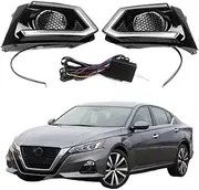 LED DRL Daytime Running Light Front Fog Lamps with Turn Signal Assembly Accessories Compatible With Nissan Altima 2019 2020 2021